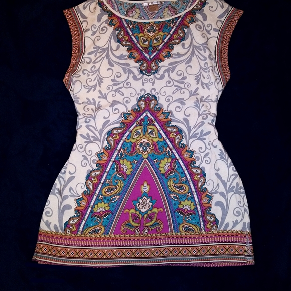 Yahada Silky Boho Paisley Tunic Dress - Picture 7 of 7